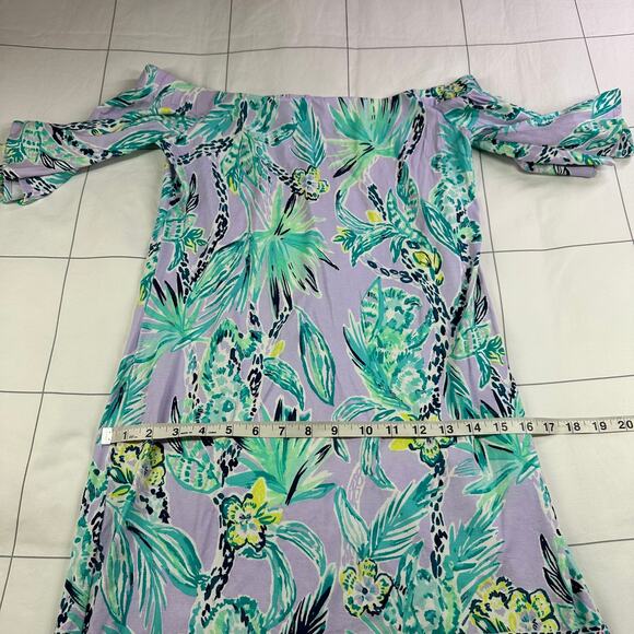 Lilly Pulitzer Dress Womens Small Purple Fawcett Off the Shoulder Lilac Verbena - Picture 8 of 9